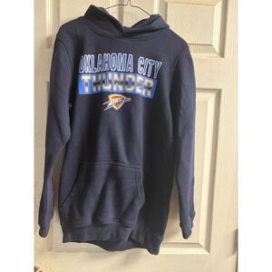 NBA Oklahoma City Thunder Hoodie Mens XXL Navy Blue Fleece Graphic Sweatshirt